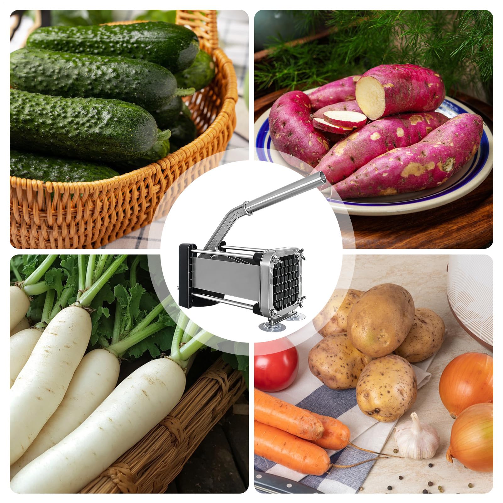 Cortador Papas Fritas Herramienta De Cocina Manual Resistente Para Verduras | Rebanador Patatas Y Cortador Patatas Fritas Utensilio Cocina Cortar Alimentos Hogar Comercial Barbacoa Cam