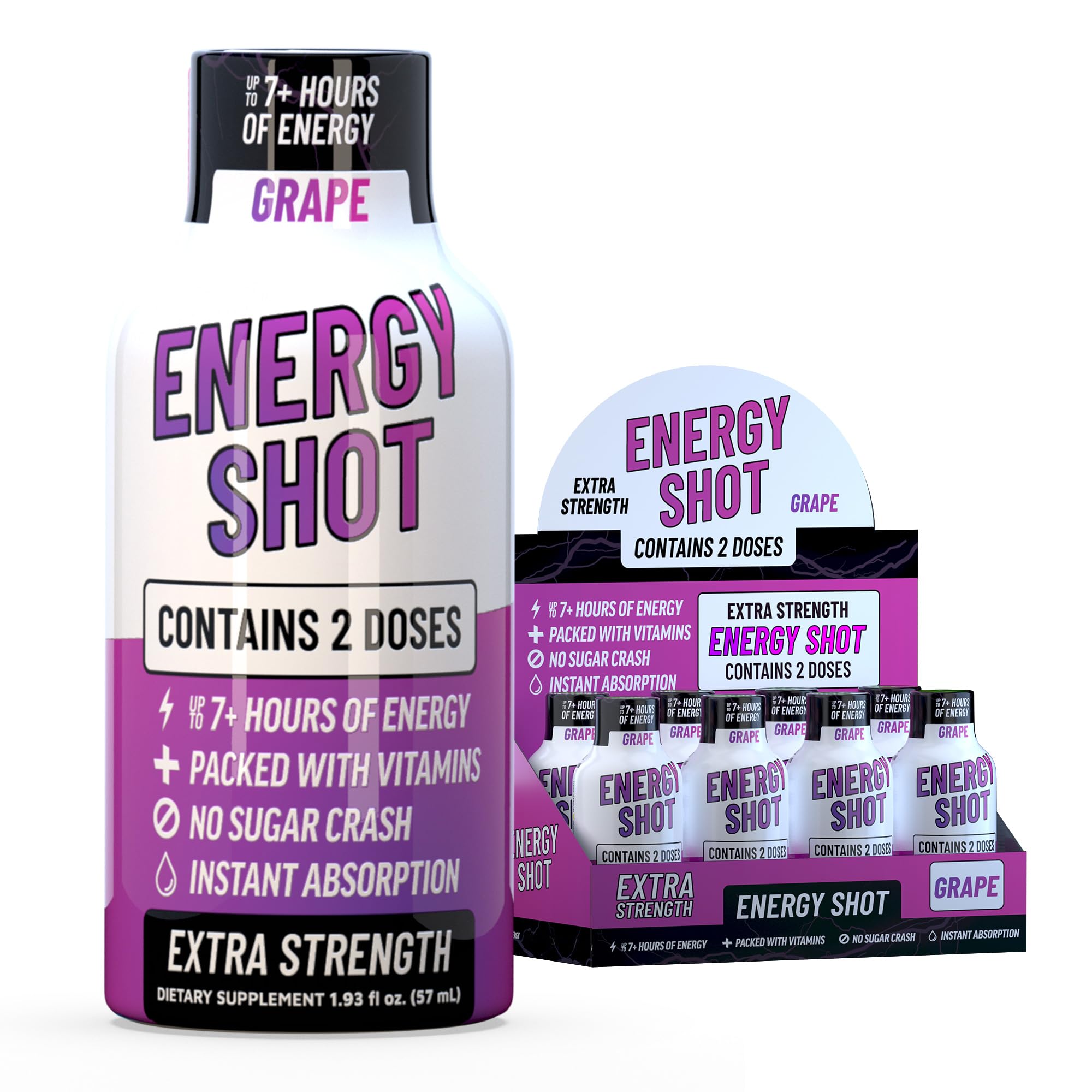Fruit Punch Extra Strength Energy Shot 12 PK – 260mg Natural Caffeine B12 B6 – Energy & Focus Support – 2 Servings Sugar Free Zero Calorie Green Tea B-Vitamins Electrolytes Vegan – 1.93 fl oz — Amazon image 13