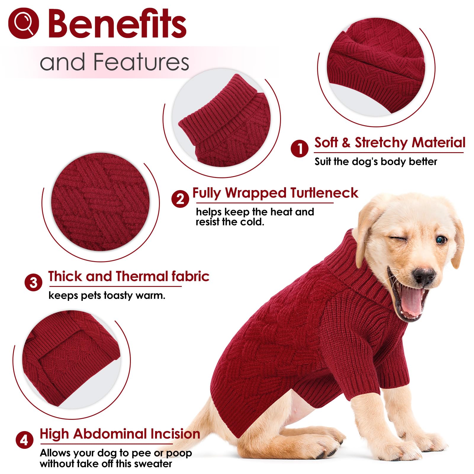AOFITEE Small Dog Jumper, Turtleneck Jumpers for Small Dogs Male Warm Dog Winter Jumper Girl Boy - Image 4