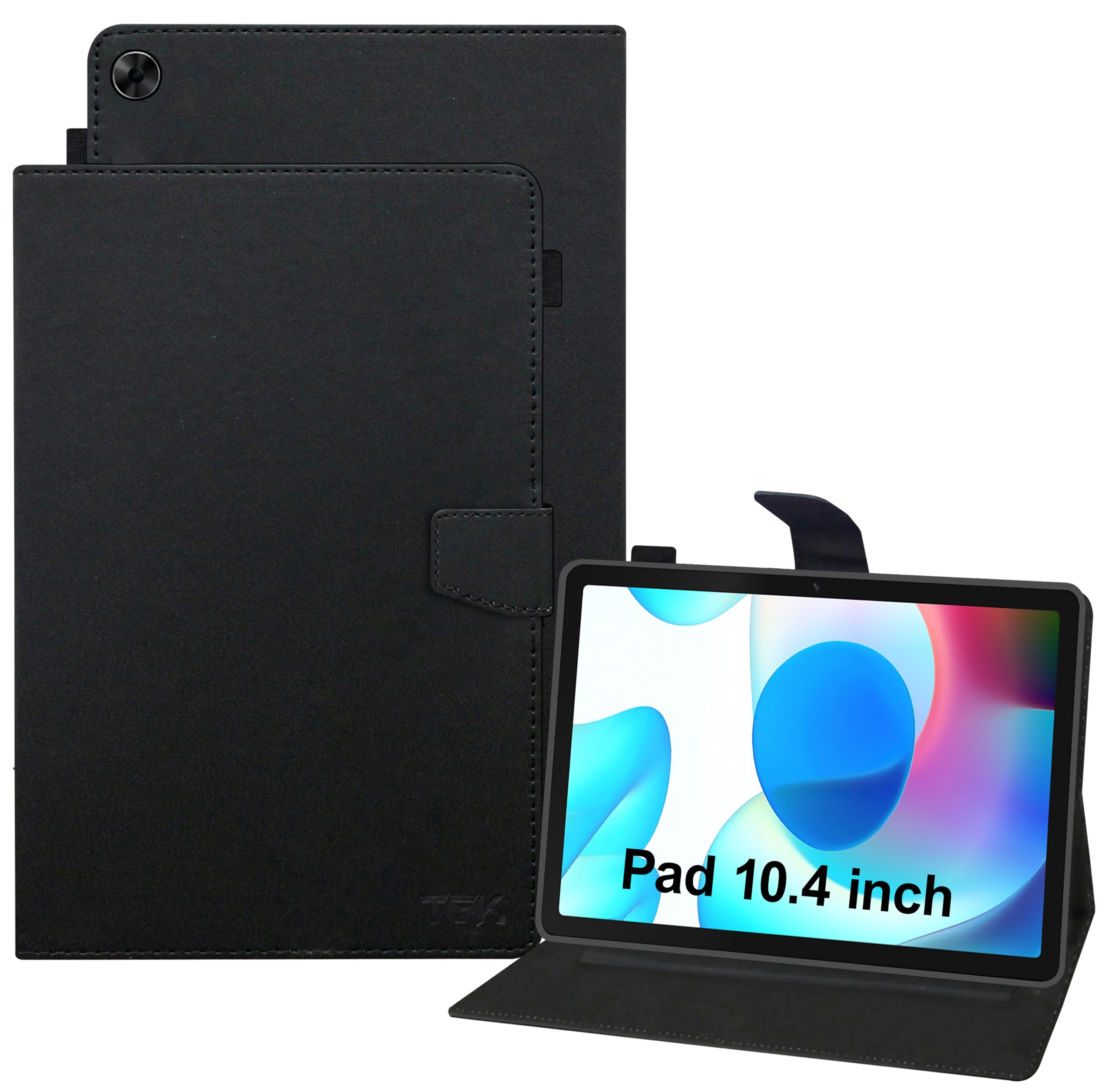 TGK Leather Folio Flip Stand Case Cover for Realme Pad 10.4 inch Tablet [RMP2102/ RMP21023] with Pen Strap Black-image-12