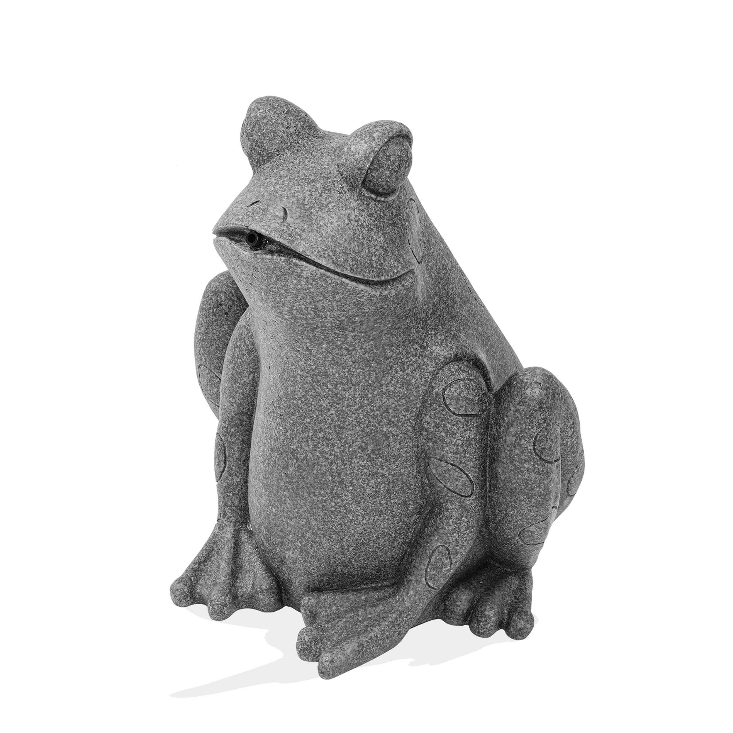 Esotec Wasserspeier Frosch in Natursteinoptik, Brunnenfigur für Teich & Garten aus Polyresin, Gartenfigur mit 3m Schlauch, Wasserspiel Figur, 31x36x30cm 100748