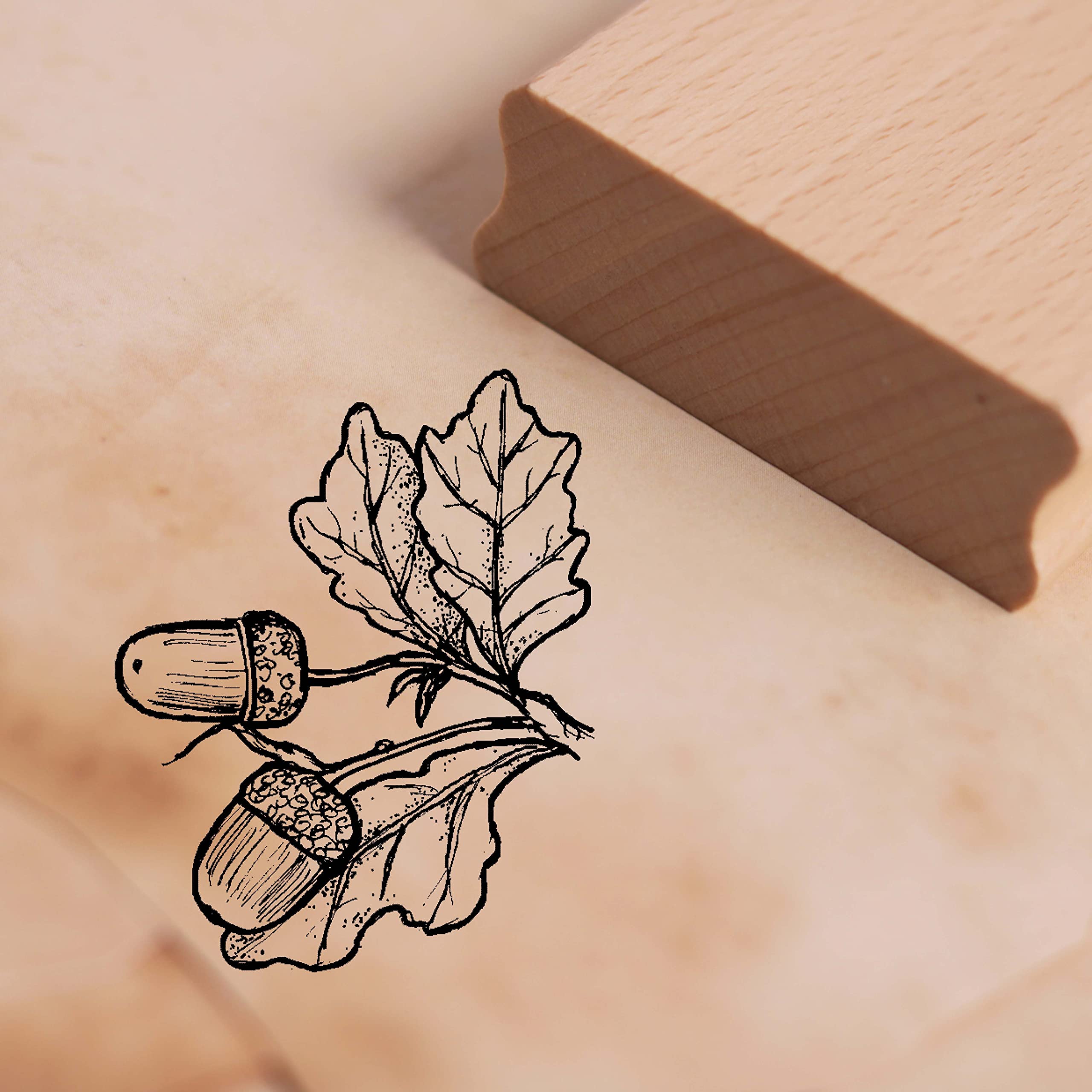 Deko-Lando Natural Stamp Oak Leaf With Acorns Design Approx. 38 X 48 Mm