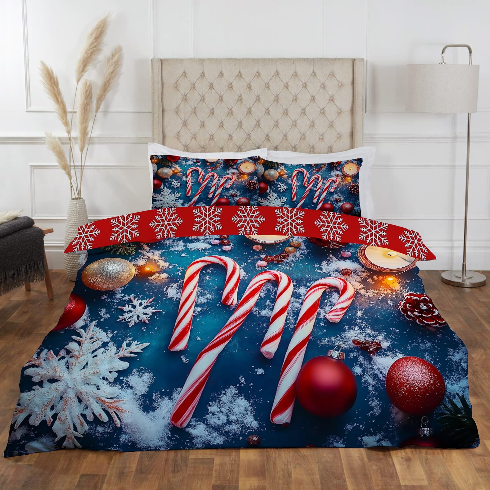 Parure de lit 140x200 fermeture éclair microfibre flocons