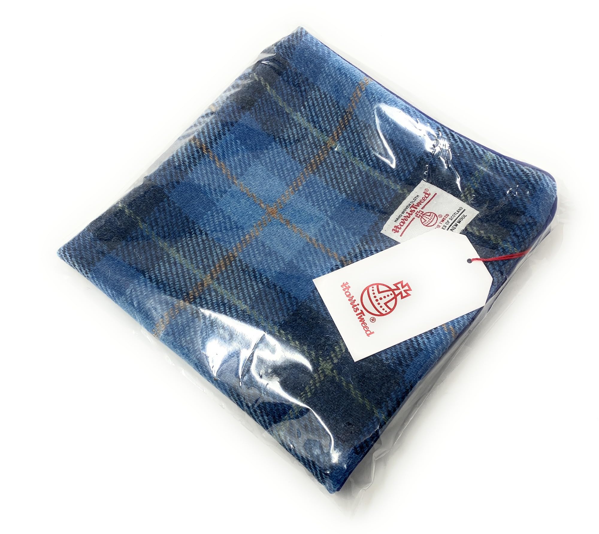 Harris Tweed Kissenbezug, doppelseitig, quadratisch, Schottenkaro, Blau