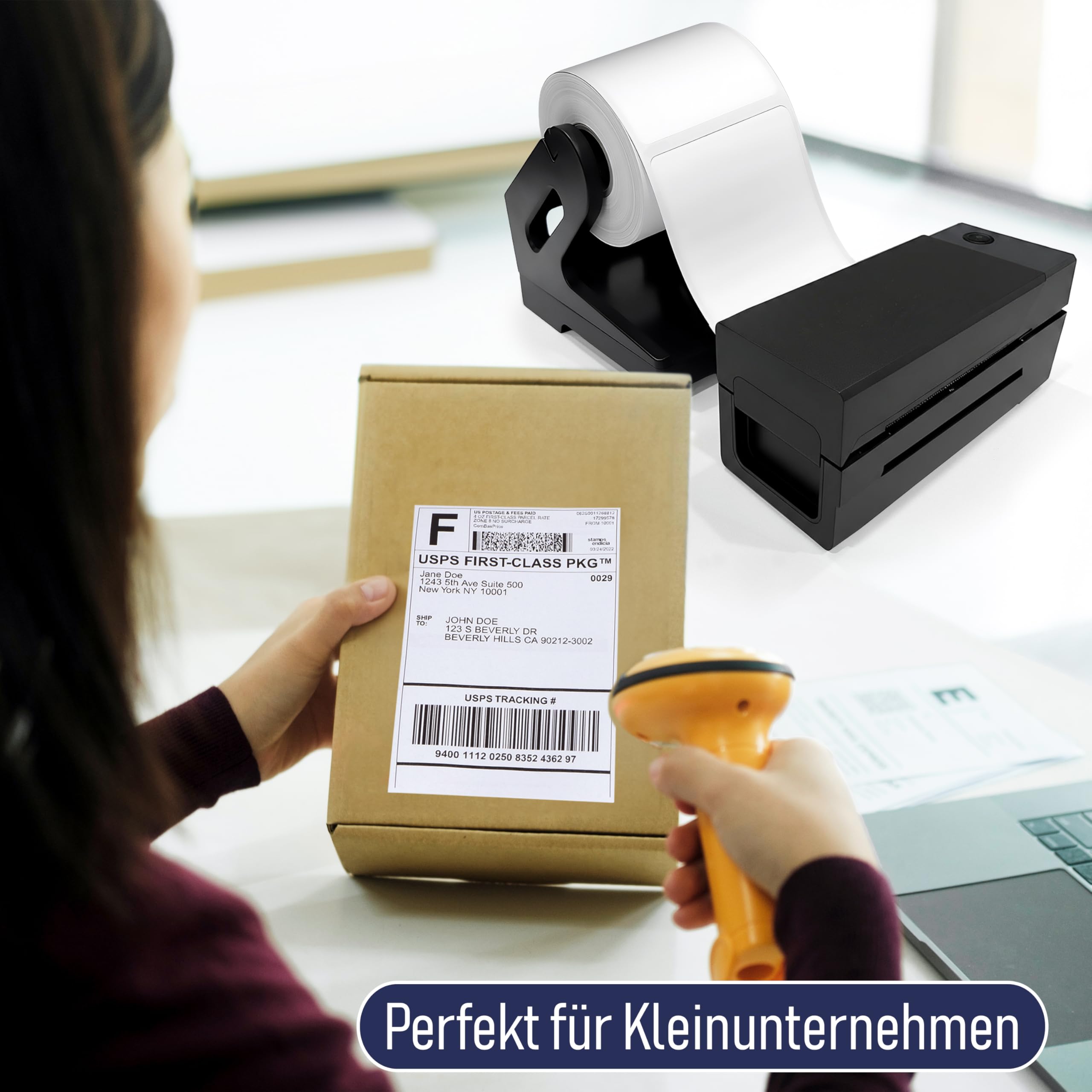 100 x 150 mm (4x6) Thermo-Versandetiketten auf Rolle, 500 Etiketten, Thermodirekt selbstklebend für DHL UPS, perforiert, kompatibel mit Rollo Zebra MUNBYN Polono & den meisten 4x6 Etikettendruckern
