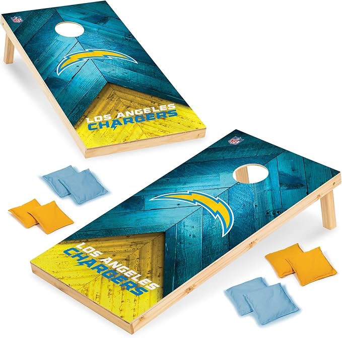 Wild Sports NFL Football 2' x 4' Regulation Size Solid Wood Cornhole Set with Direct Print HD Team Graphics Great Gift for Any Football Fan! Bean Bag Toss Family Outdoor Game