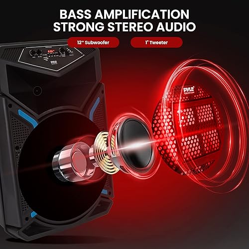 Miniatura 2 de Pyle Pyle PPHP122SM - Sistema de altavoces PA portátil Bluetooth de 800 W para exteriores, sistema PA portátil con micrófono, luces de fiesta,