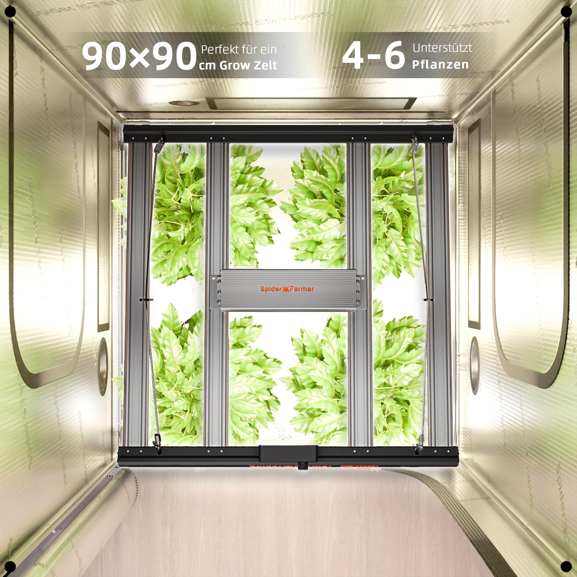 Spider Farmer Grow Box Komplett Set G3000 LED Pflanzenlampe Vollspektrum Dimmbarer Grow Light GrowZelt Kit Komplettes 90x90x180cm Grow Tent Zuchtzelt mit 4 inch/10,2CM Inline Kanalventilator