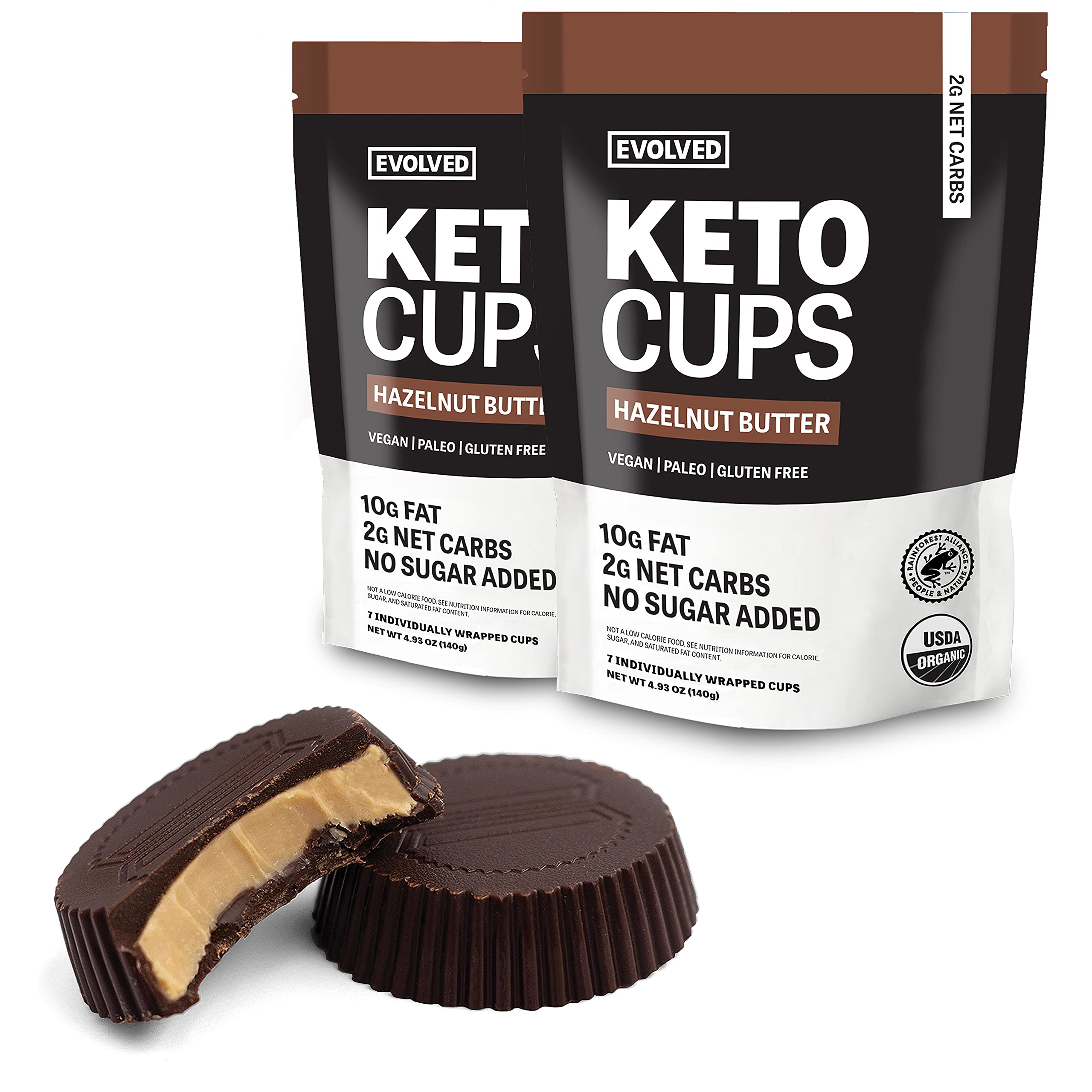 EVOLVED Chocolate Hazelnut Butter Keto Cups, 4.93-oz. Pouches (Count of 2), 14 Cups
