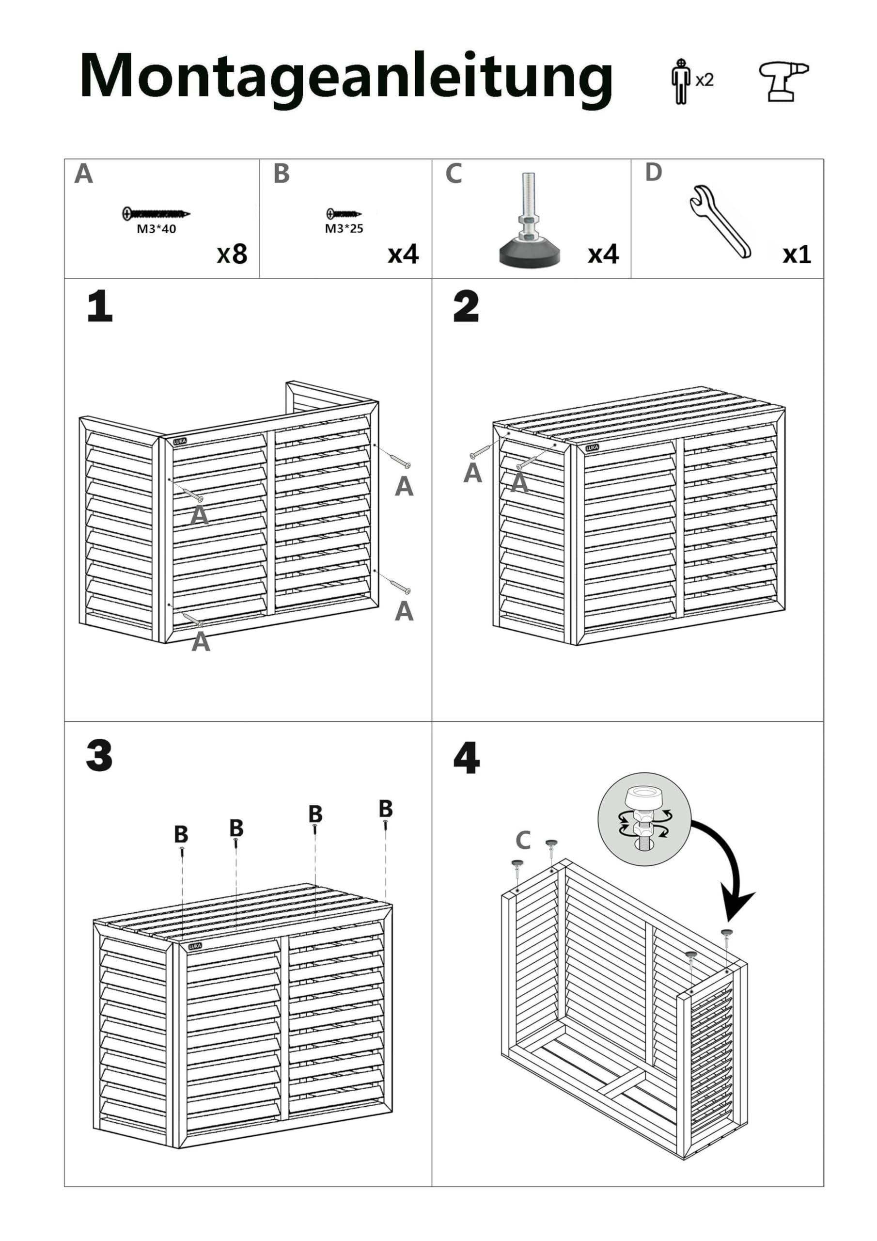Verkleidung für Wärmepumpe Klimaanlage Klima Sichtschutz Abdeckung Holz Natur für Außengeräte