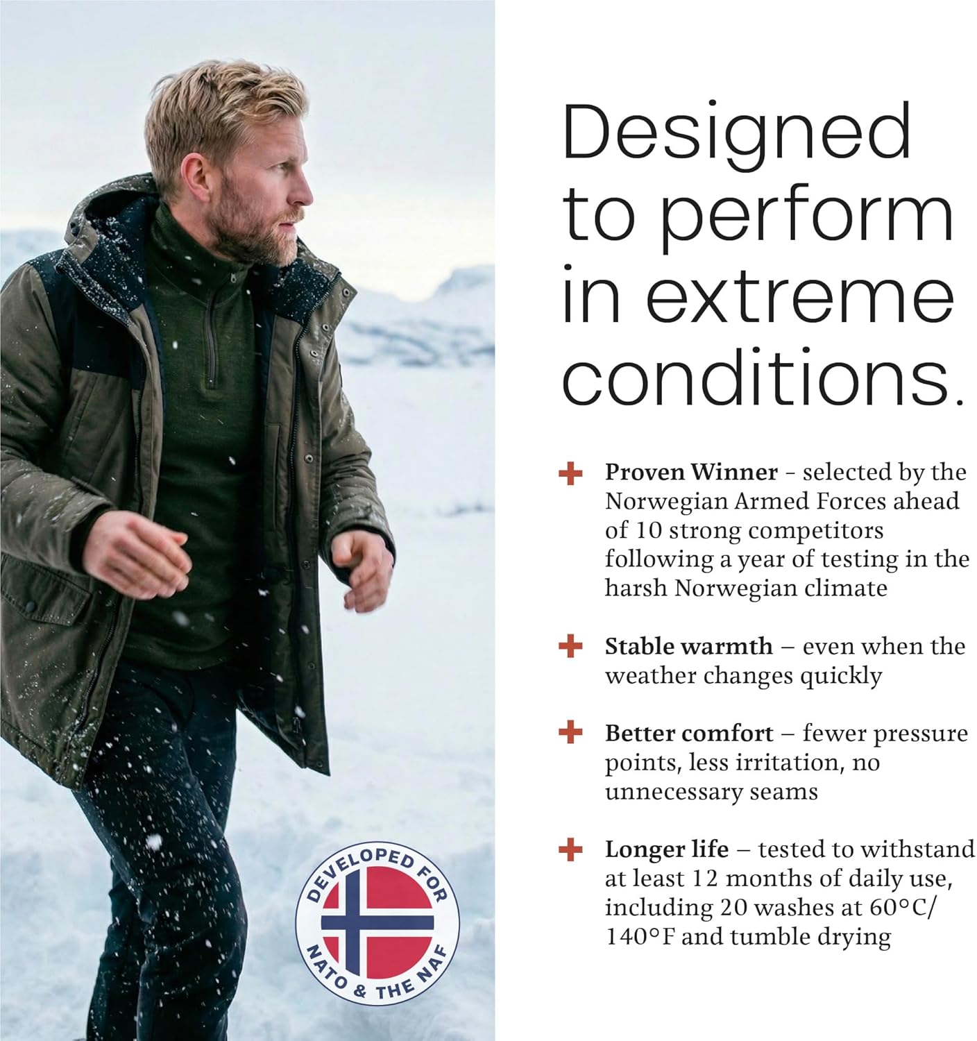 Janus Norse Merino Wool Zip Underlayer Polo Developed for NATO - Thermal, Long Sleeve, Unisex
