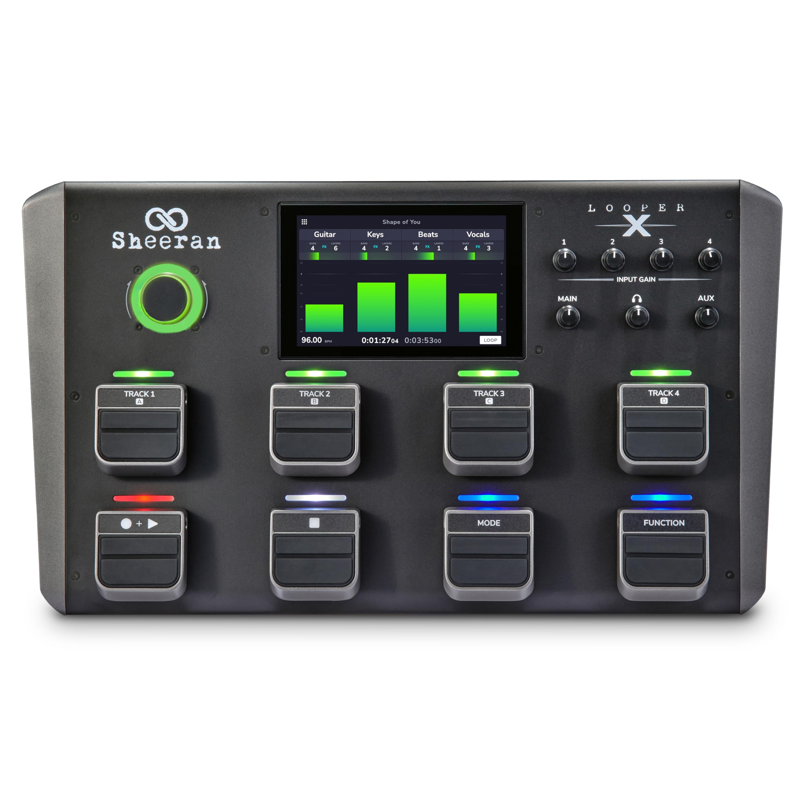 SHEERAN LOOPER X Multi-Track Looper Workstation with 8 Pedals for Guitar, Bass, Keyboard, Vocals, with Touch Screen, Multi-FX Engine, Audio Interface