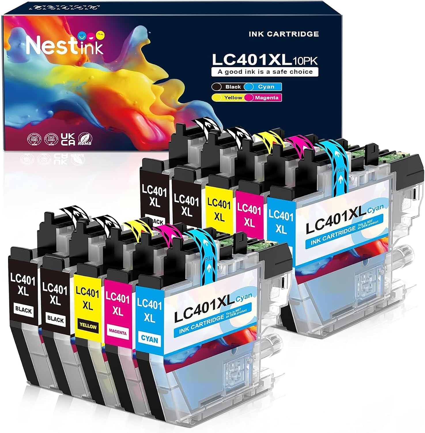 LC401XL Ink Cartridges Replacement for Brother LC401 Series 10Pack