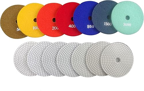 Miniatura 3 de Almohadillas de pulido de diamante húmedo de 7 pasos de 5 pulgadas para piedra y hormigón de mármol granito 7 piezas Set