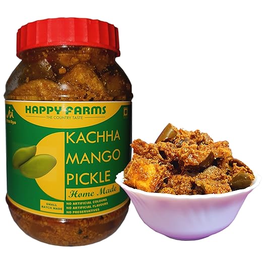 Happy Farms Kachha Mango Pickles Homemade m Ka Achar Pickle 500 Grams Pickle Jar Medium Amazon In Grocery Gourmet Foods