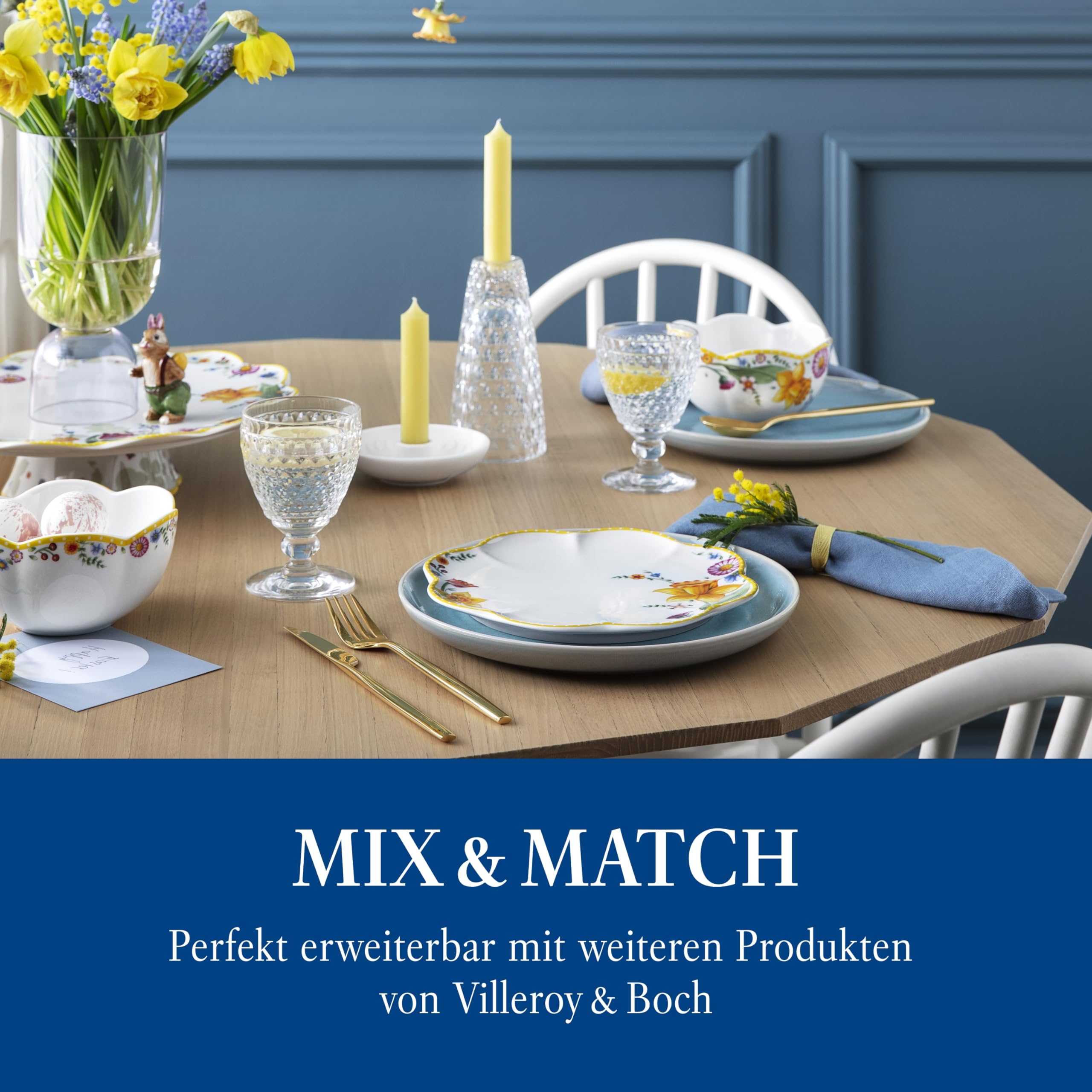 Villeroy & Boch Spring Awakening Plato para Desayuno o postres, Porcelana, Multicolor, Plato de Desayuno,Blanco/Colorido, 22 cm