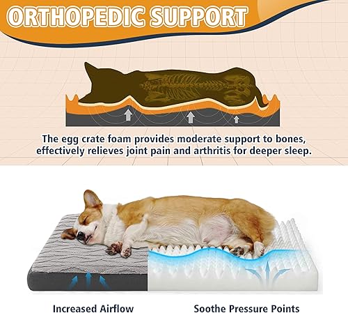 Miniatura 3 de Cama ortopédica XL para perros, colchón impermeable de espuma viscoelástica para perros grandes, funda lavable de felpa y parte inferior