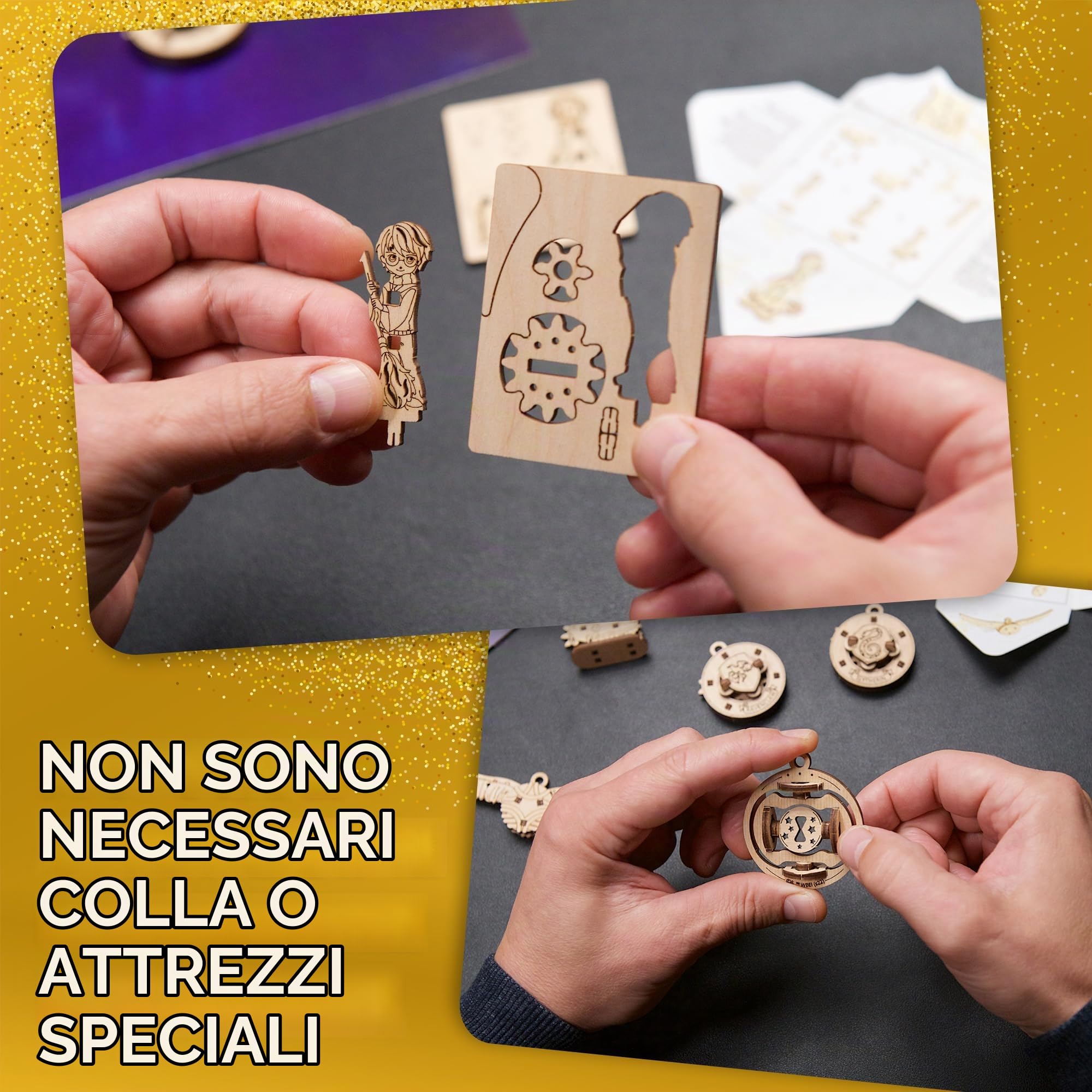 Ugears Calendario Avvento 2023 Harry Potter - Puzzle 3D Legno Modellini Calendario Dell'avvento di Natale con 24 Modellini in Legno da Costruire Include Decorazioni per L'albero di Natale