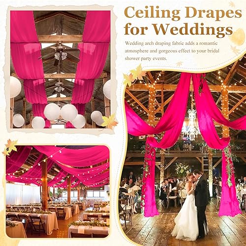 Miniatura 6 de MODFUNS Cortinas de techo de boda de 5 x 30 pies, 4 paneles de tela de gasa, cortinas de techo, cortinas de telón de fondo transparentes para