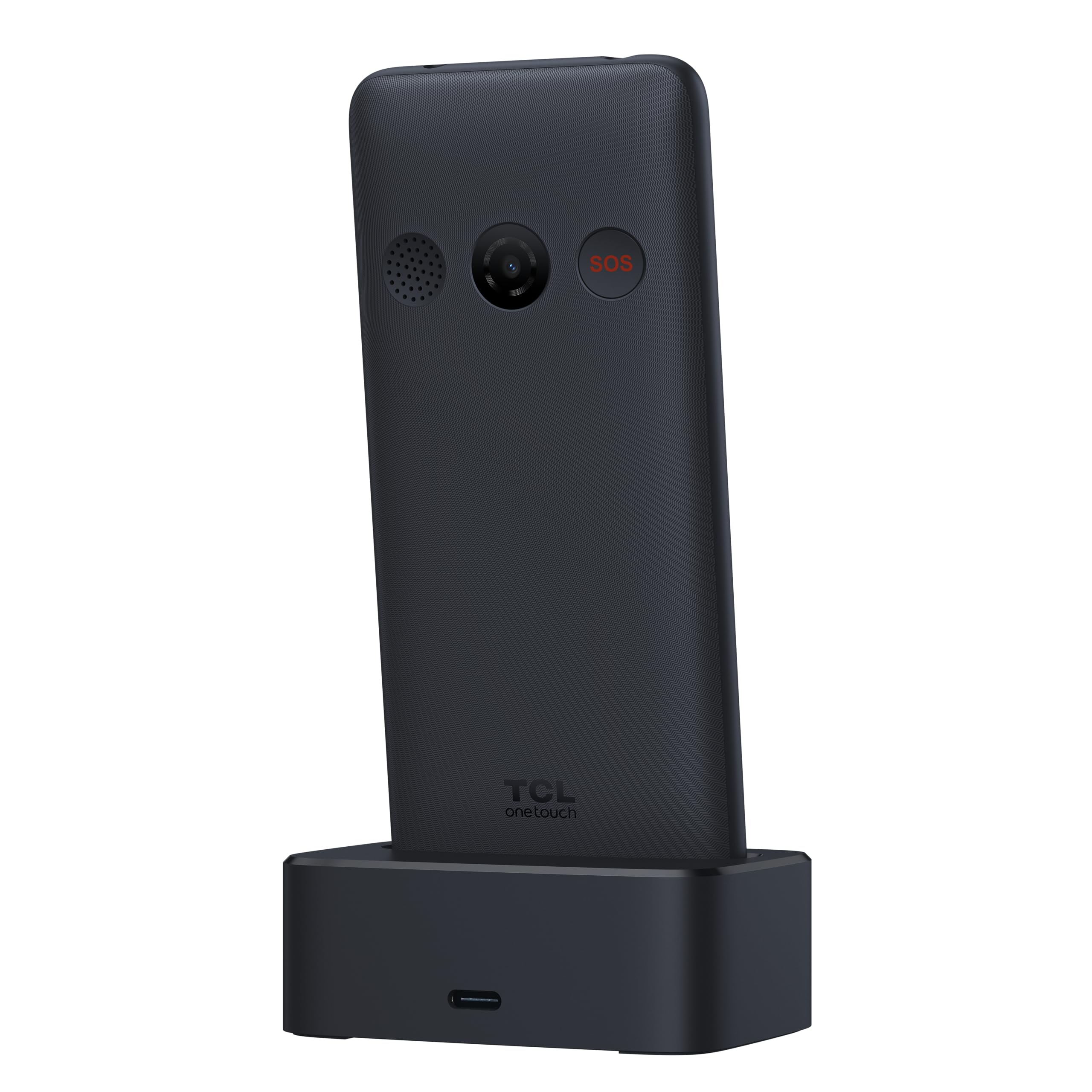 TCL Onetouch 4022s Ekran 2.8" Łatwy w użyciu telefon komórkowy, duże klawisze, dla osób starszych. Podstawa ładowarki, aparat, Bluetooth, latarka, przycisk SOS, rejestrator, szary [Wersja ES/PT]