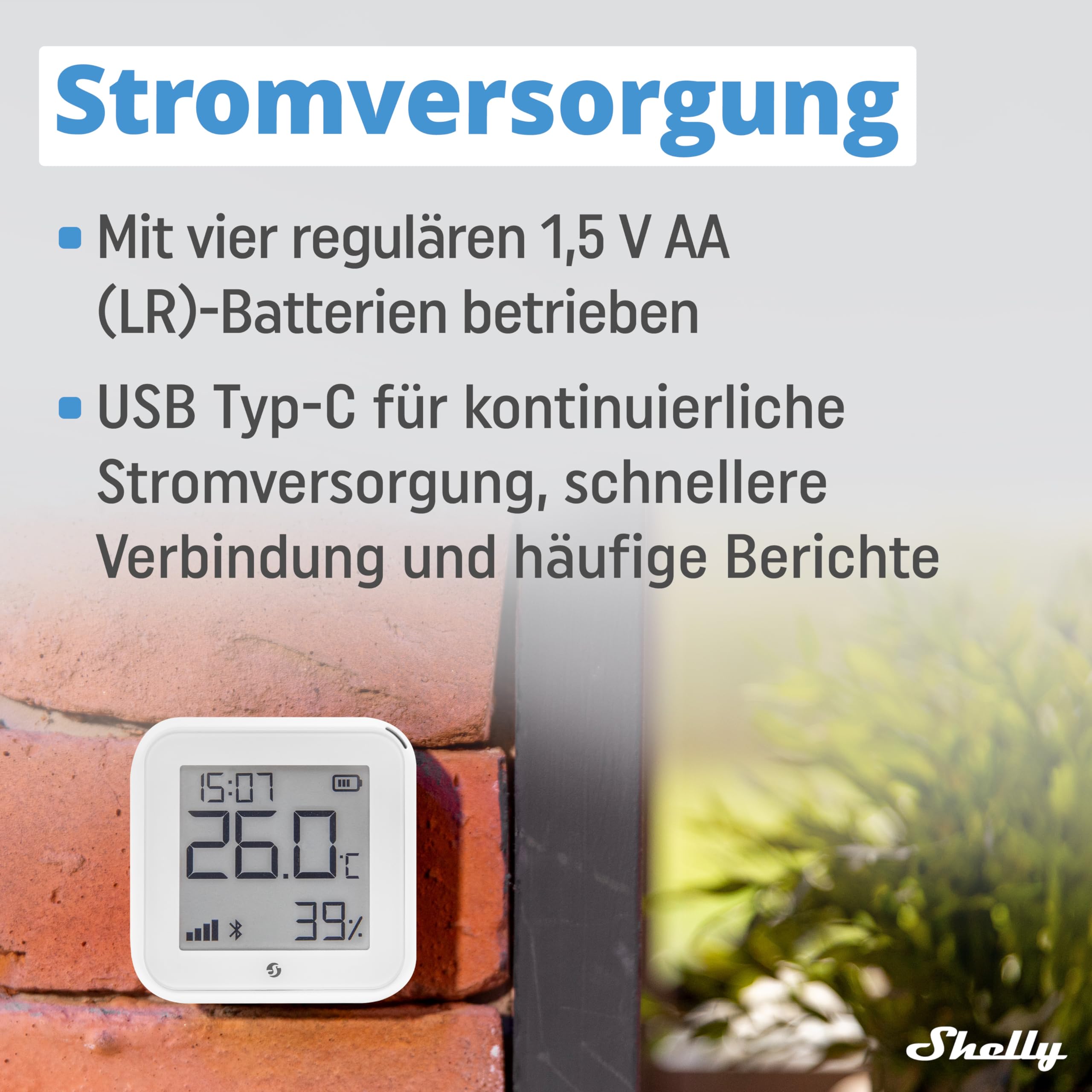 Shelly H&T Gen3 Bianco, Sensore Smart Wi-Fi di Temperatura e Umidità, Controllo e Monitoraggio da Remoto, Scene Intelligenti Termometro e Igrometro, Nessun Hub Richiesto, Alexa & Google Home