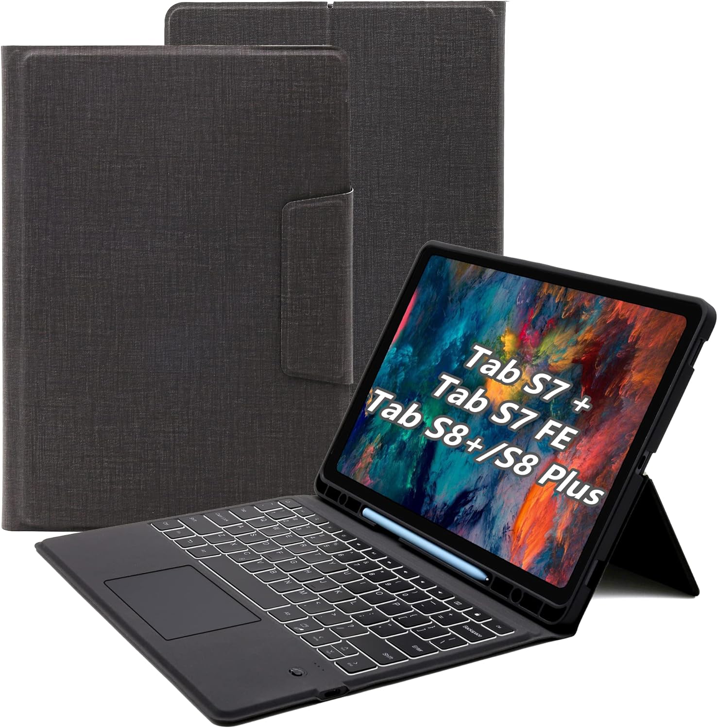 Купить Чехлы для клавиатуры HEAPAO Folio Touch Galaxy Tab S8 Plus/S7