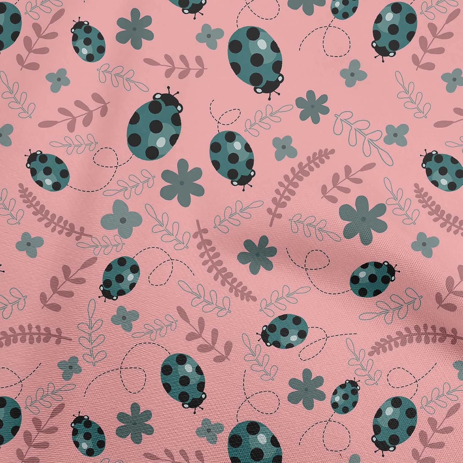 oneOone Cotton Cambric Lime Fabric Bird Ladybird Fabric for Sewing Printed Craft Fabric By The Yard 42 Inch Wide