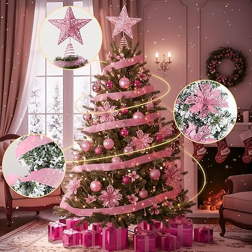 Miniatura 3 de Skylety Juego de 104 decoraciones para árbol de Navidad, adornos colgantes inastillables para árbol de Navidad, decoración de estrella para árbol de