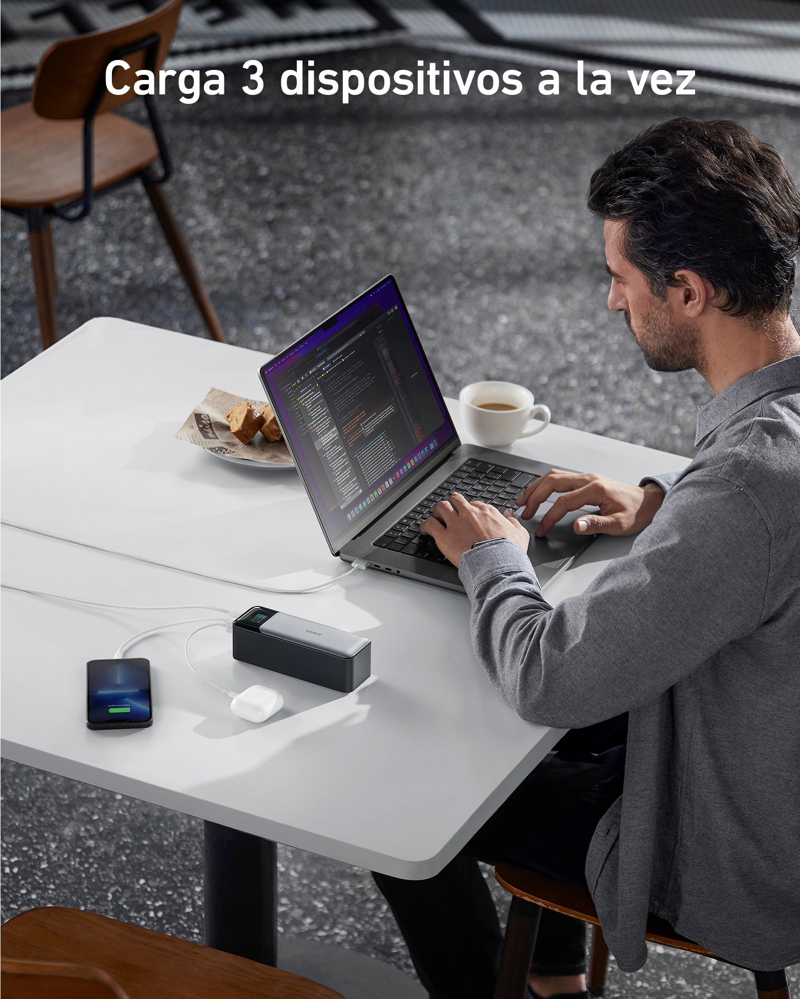Anker Zolo Power Bank 25.000mAh 165W con Tres Puertos USB C | apto para avión, cables integrados y retráctiles, para iPhone 17/16/15 y MacBook
