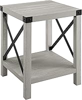 Vista 9 de Walker Edison Sedalia - Moderna mesa lateral de estilo casa de campo con laterales en X de metal, paquete de 1 unidad, roble rústico Gris (Grey Wash)