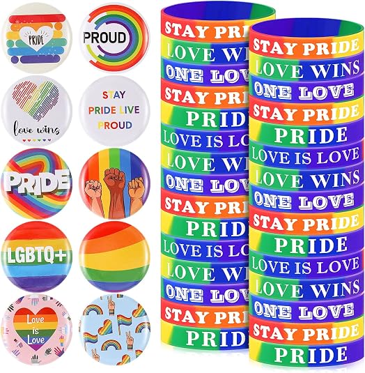 Pride Ribbion Pin Amazon.com: Meooeck 100 Pcs Lgbtq Rainbow Lapel Pins and Rainbow Pride ...
