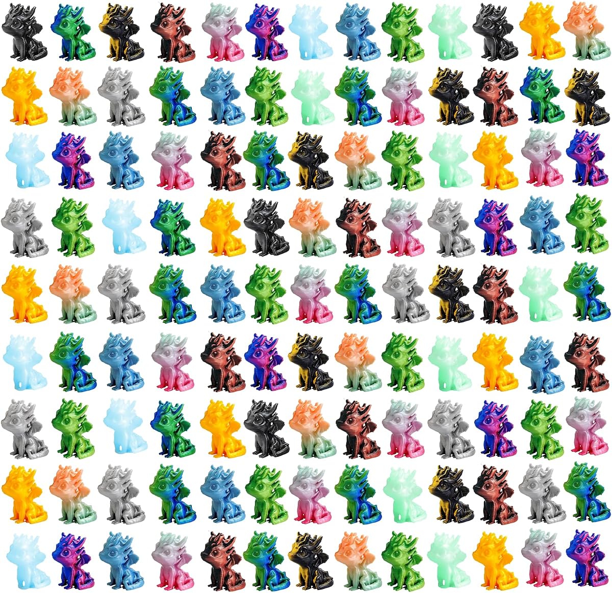 Juego de 120 figuras de dragón de fuego que brillan en la oscuridad, mini estatuas de dragón de colores aleatorios para decoración de escritorio, regalos de fiesta, rellenos de bolsas a granel
