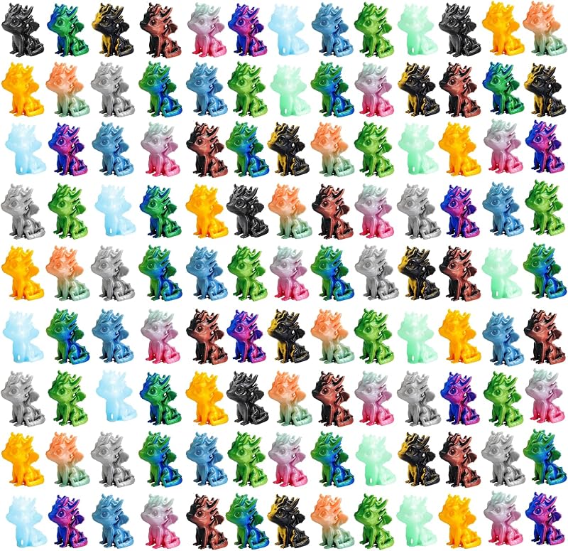 Juego de 120 figuras de dragón de fuego que brillan en la oscuridad, mini estatuas de dragón de colores aleatorios para decoración de escritorio, regalos de fiesta, rellenos de bolsas a granel