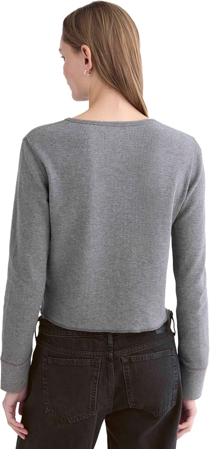 Everlane Womens Boxy Henley in Cozy Waffle - Image 3