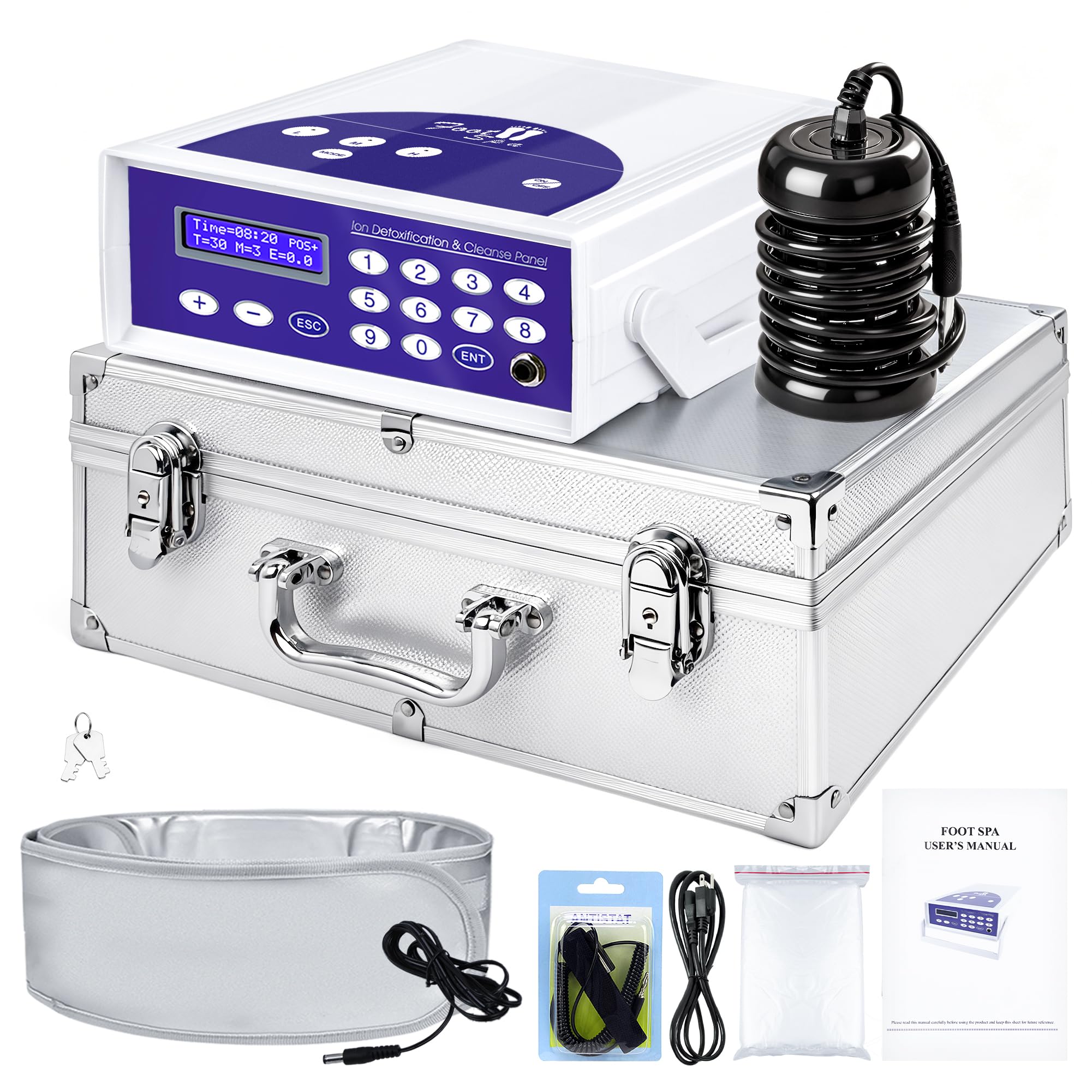 Máquina de desintoxicación iónica para baño de pies, máquina profesional de desintoxicación de pies para uso doméstico, spa iónico de limpieza de iones con pantalla LED, cinturón infrarrojo lejano