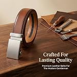 VRLEGEND Belts Men Leather Ratchet Belts Automatic Adjustable 1 3/8" for Business Formal Suit Dress Pants Casual Jeans
