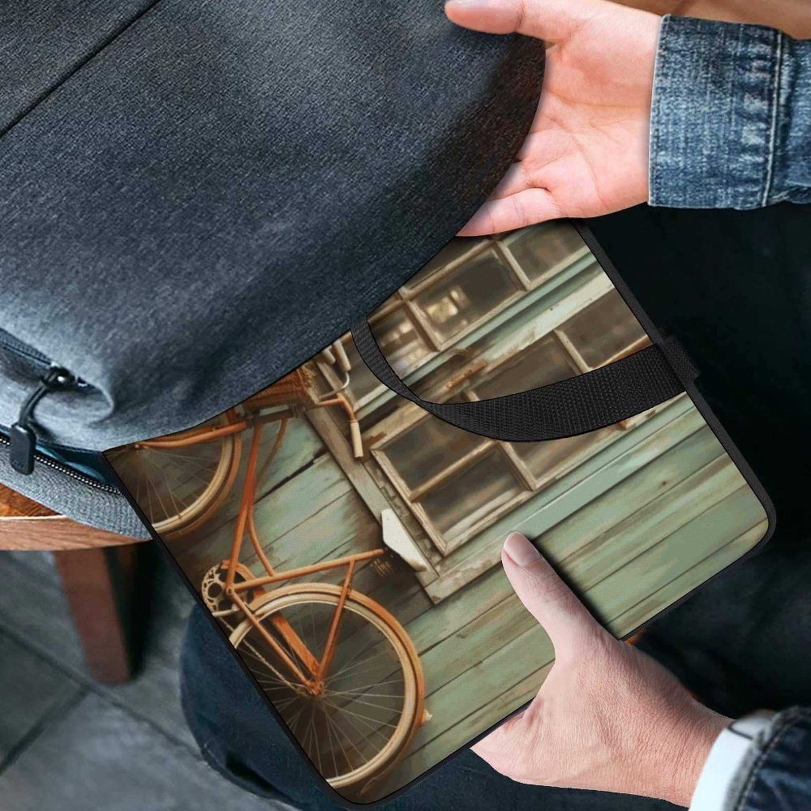 Custodia per computer portatile da 17 pollici, con finestra vintage, ultra sottile, leggera e impermeabile, in neoprene resistente, custodia protettiva portatile per computer con cinghia da polso