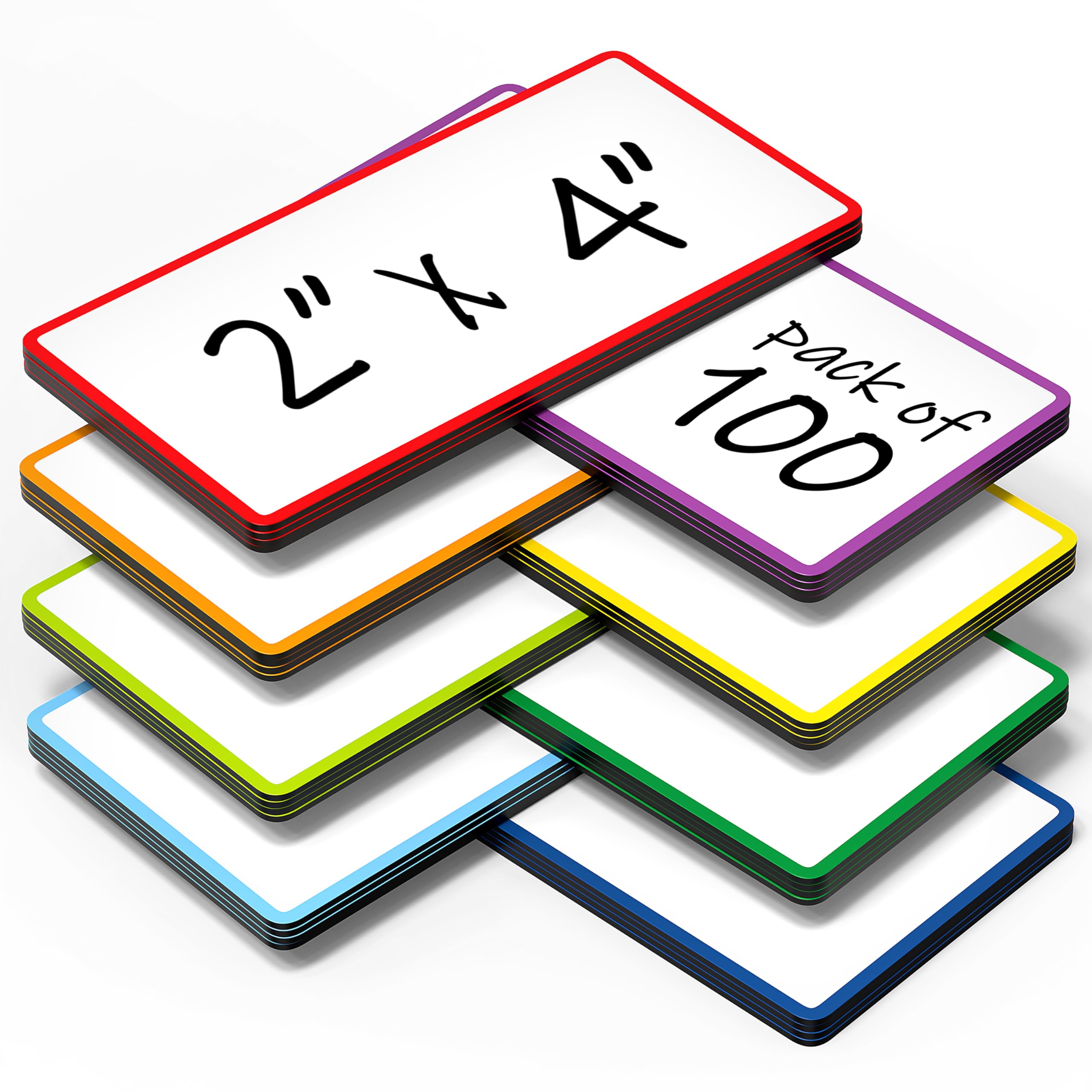 100 Pack Dry Erase Magnetic Labels 2x4 in - Magnetic Name Tags for Classroom Lockers School Bus - Classroom Magnets for Names - Magnet Labels for Whiteboard - Magnet Names Plates for Classrooms