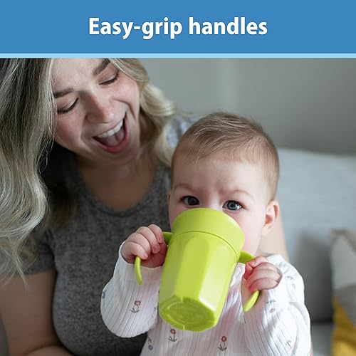 Miniatura 4 de Dr. Brown's Milestones Cheers 360 - Vaso de transición sin boquilla con asas, apto para viajes y sin fugas, para bebés y niños pequeños, verde, sin