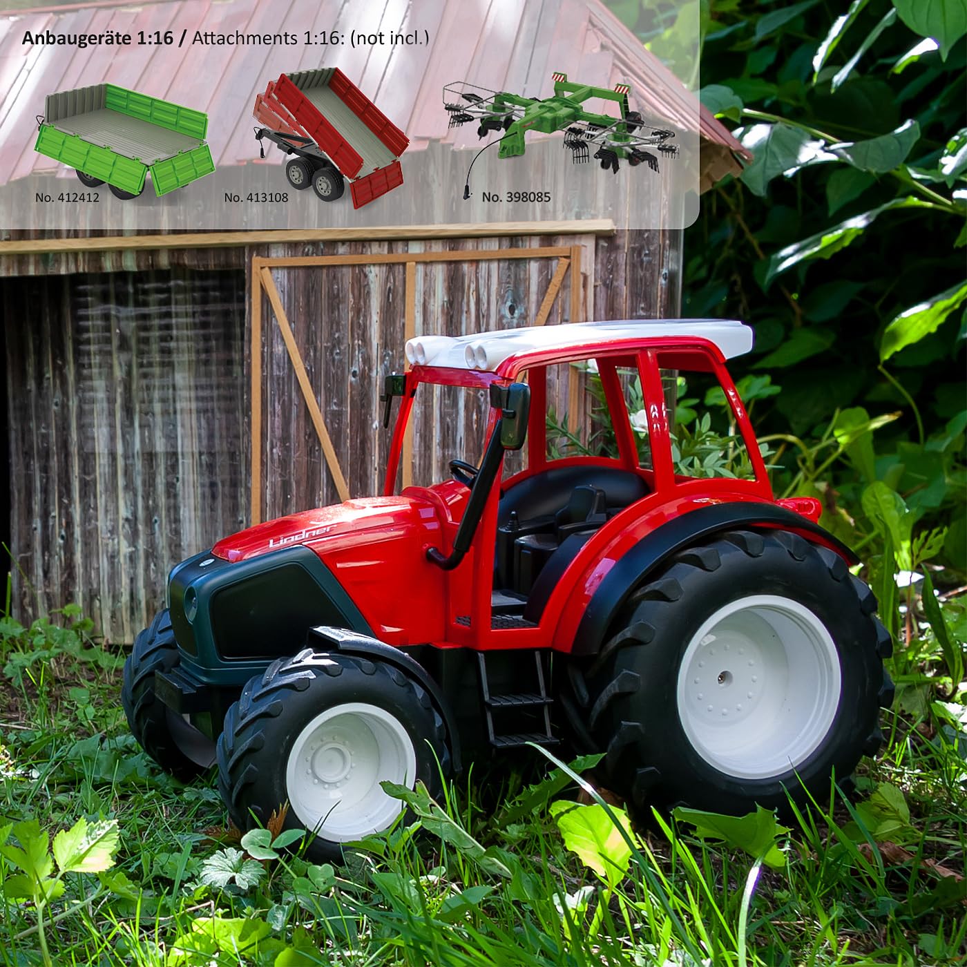 JAMARA Lindner Geotrac 405051 – 1:16 2,4 GHz – Son du Moteur réaliste (désactivable), avertisseur de recul, 2 Roues motrices, LED claires à l'avant, Clignotant, Fonction démo, Rouge