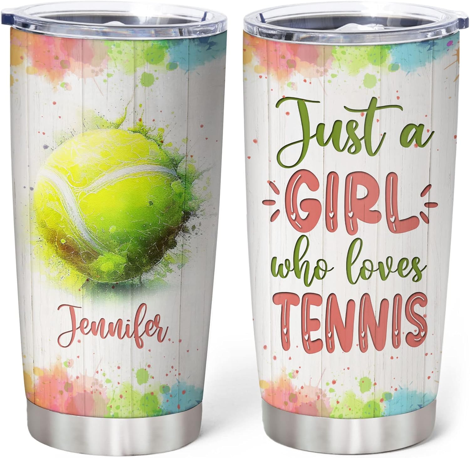 Hyturtle Personalized Gifts For Football American Lover - Birthday Christmas - Just A Girl Who Loves Football Custom Name Stainless Steel Tumbler 20oz With Lid - Gifts For Her Women Girl Friend