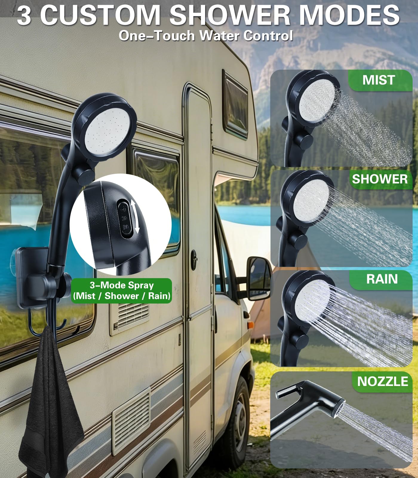 Beviliu Tragbare Campingdusche, 6000 mAh wiederaufladbare Duschpumpe mit 5,5 Gallonen Wassertank, IPX8 wasserdichte Outdoor-Ausrüstung, tragbare Dusche für Camping, Wandern, Reisen, Auto, Haustier