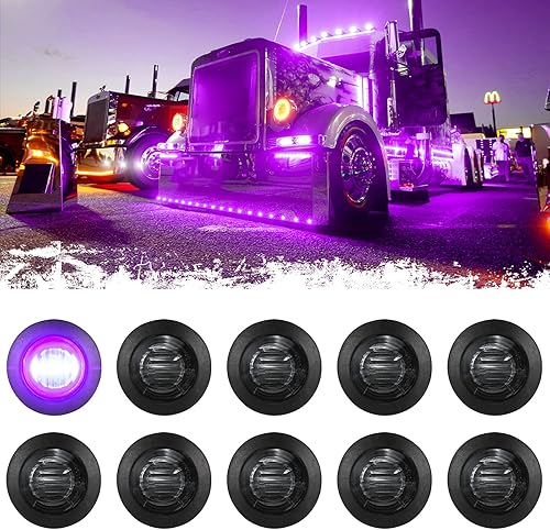 PSEQT Luces LED redondas de 34 pulgadas para remolque, luces de marcador de giro y giro, luz de bala impermeable para camioneta, automóvil, autobús,
