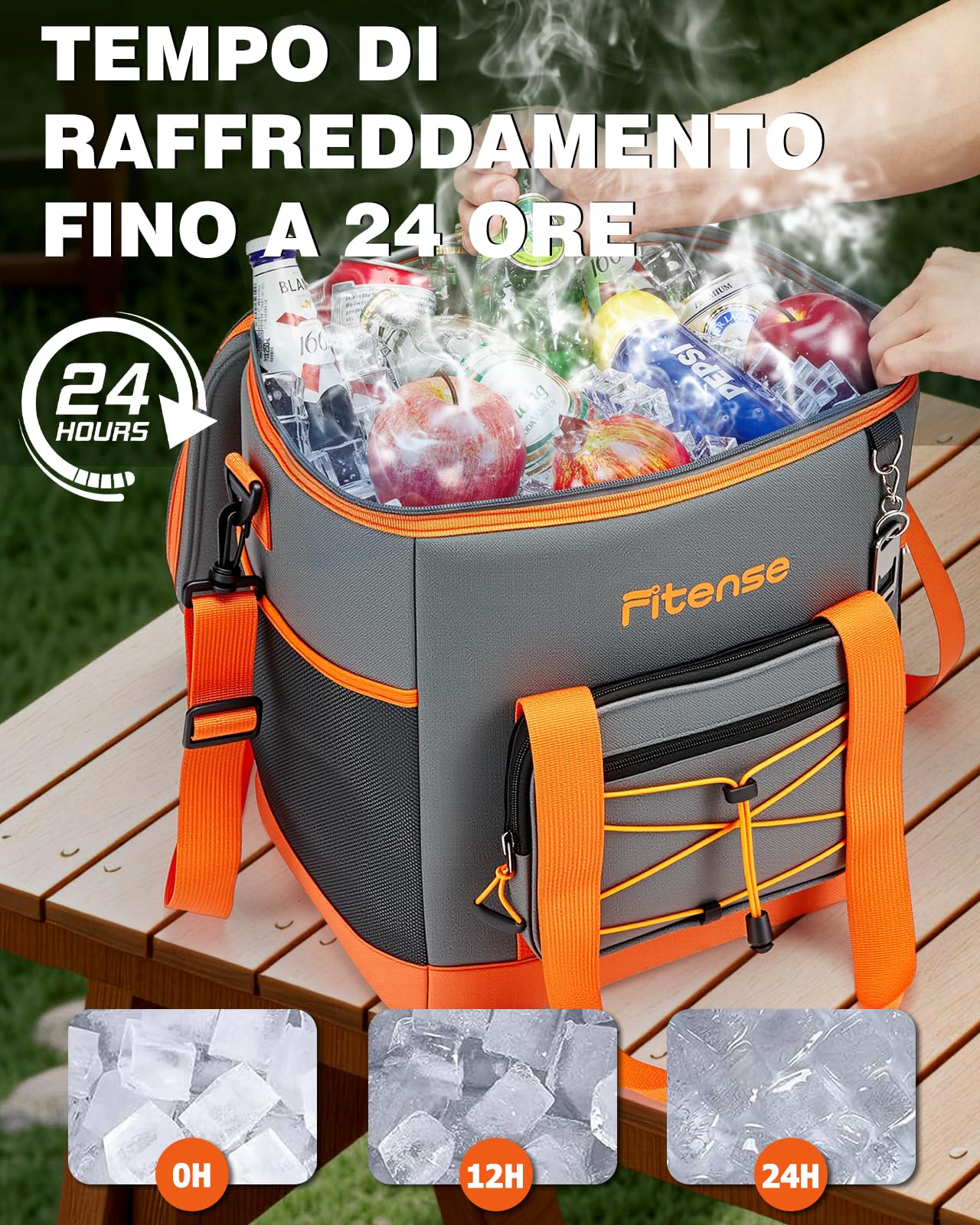 Fitense Borsa Termica 33L/20L - Borsa Frigo Grande 4 Strati Impermeabile, Borsa Frigo Portatile Pieghevole per Spiaggia, Viaggi, Picnic, Spesa, Kayak