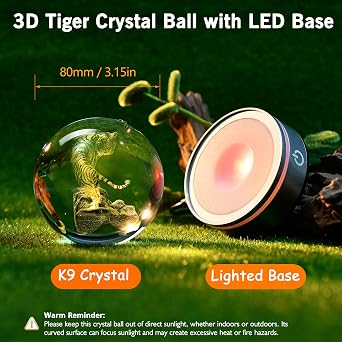 IFOLAINA Tiger Lovers Gifts for Men Women 3D Crystal Ball