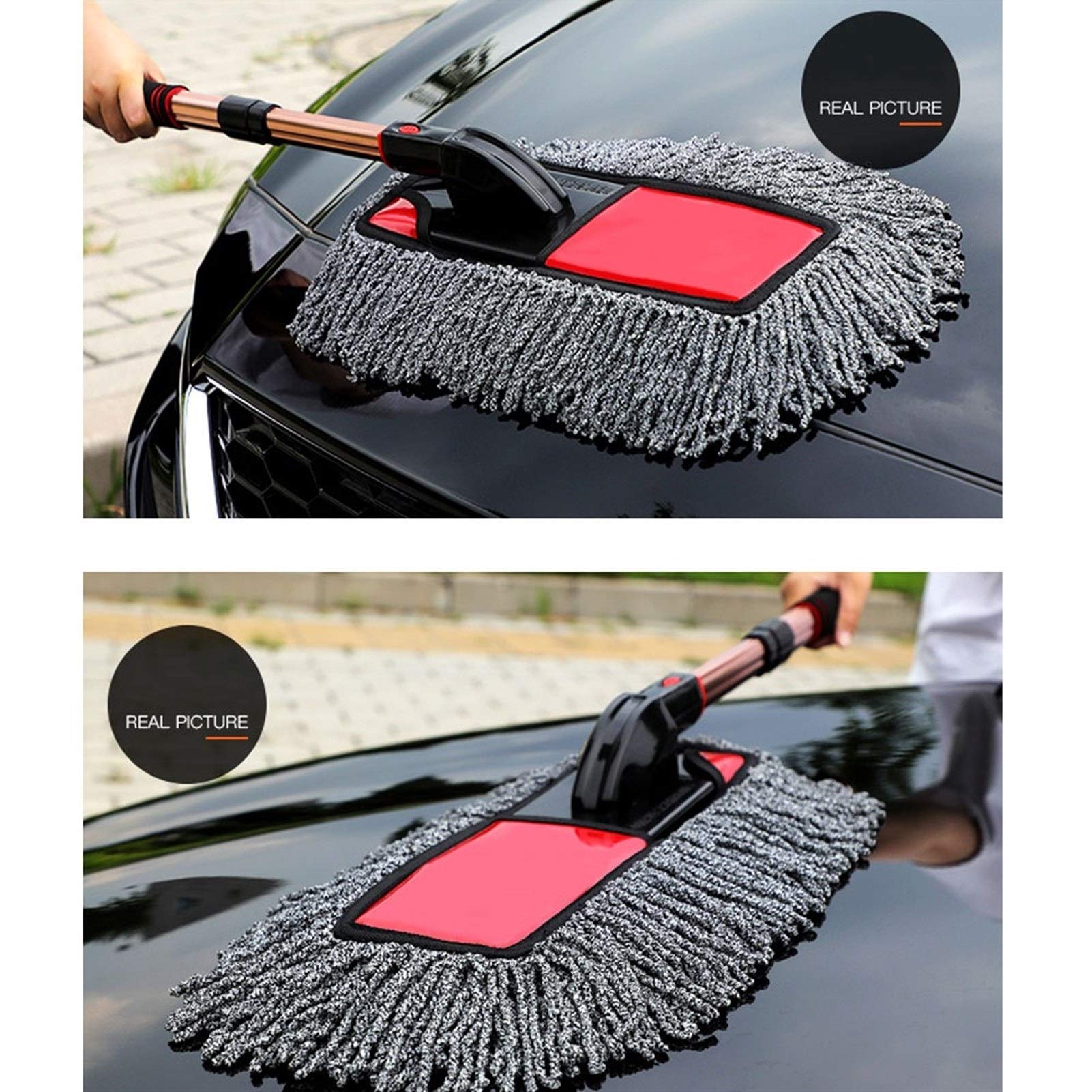 PENGQ Microfibra collettore di polveri Car Wash Mop con Maniglia a Scomparsa for Esterni ed Interni, Non Lascia Pelucchi □ nessun graffio Spazzola di Pulizia for Pulizia