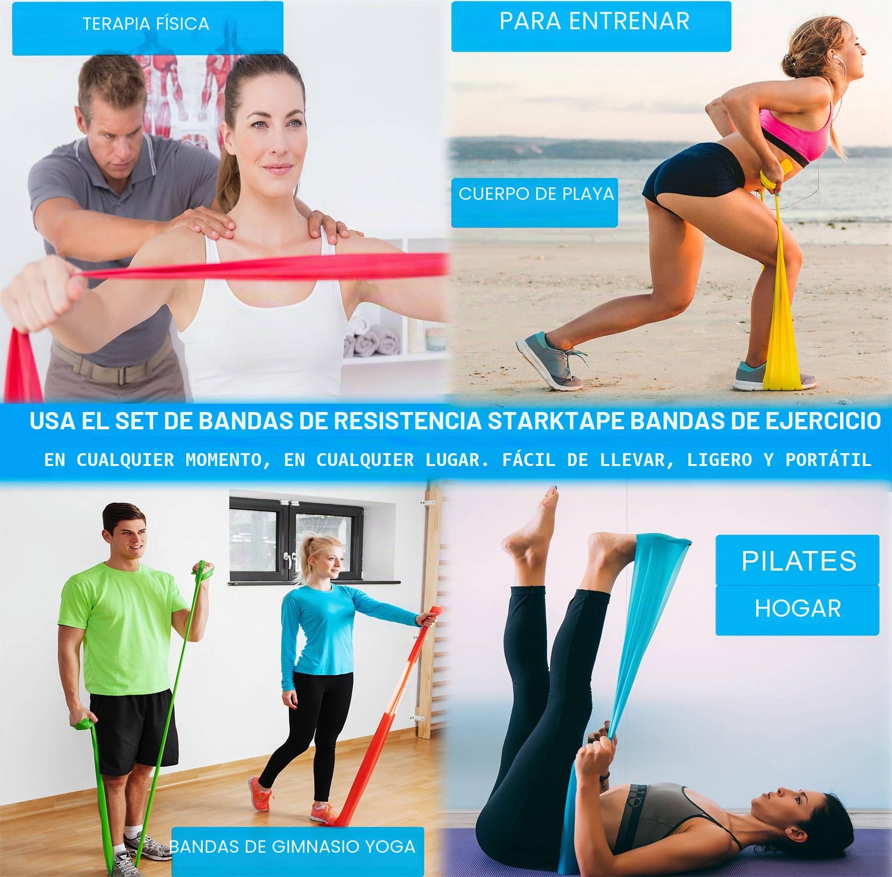 Bandas de Resistencia sin látex – de 2,5 Metros a 46 Metros de Longitud, Bandas de Resistencia Profesionales para Entrenamiento en casa, Fisioterapia, Pilates, Entrenamiento de Fuerza y