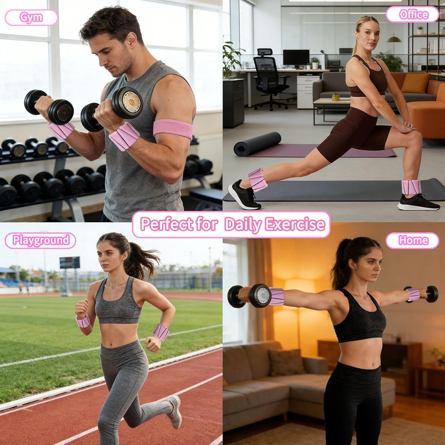Wrist Weights set for Women, 2 sets of 1 lb each, Silicone Ankle & Wrist Weights for Women & Men, Adjustable Weight fit for Yoga, Dance,Hiking, Jogging,Pilates, Aerobic Exercise and Strength Exercise