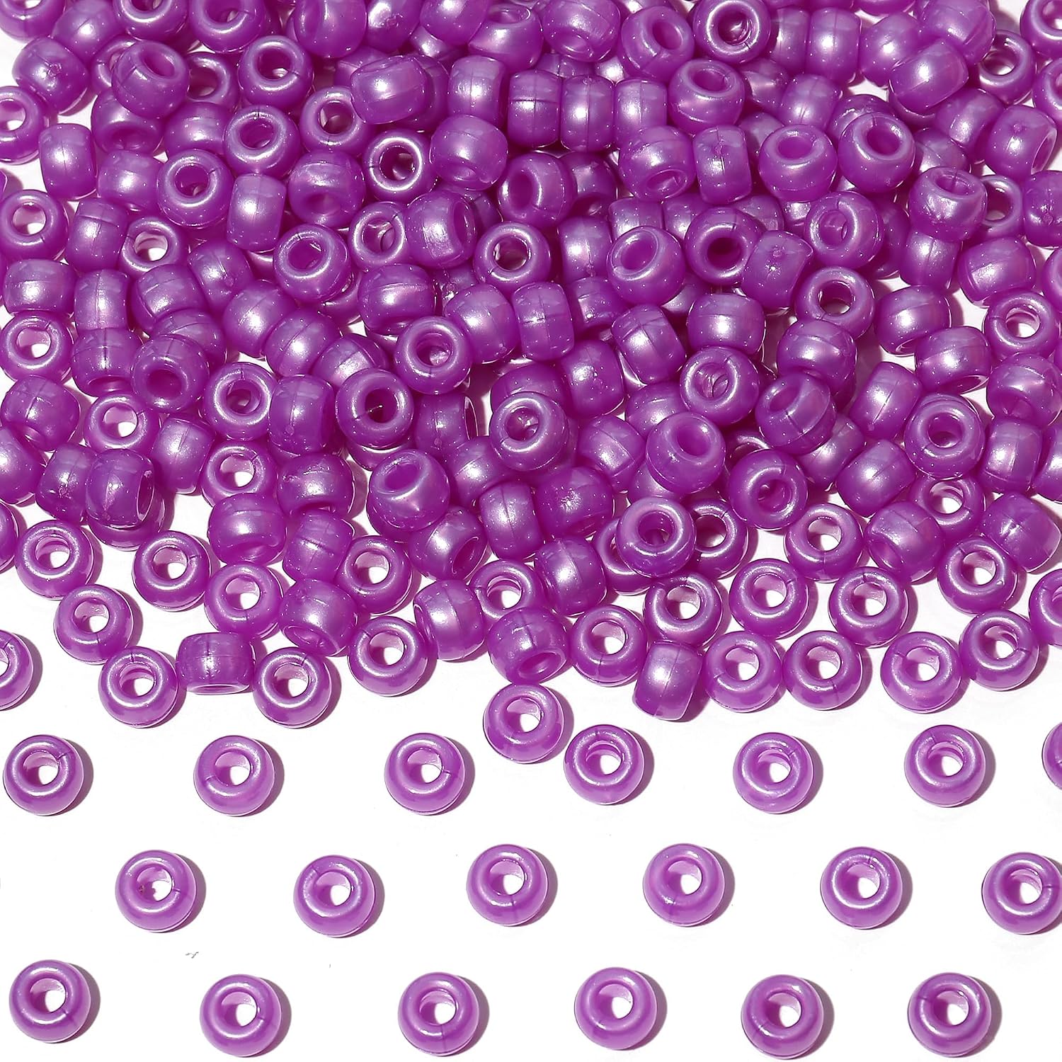 1000Pcs Multi-Colored Plastic Pony Beads Bulk for Craft,6 * 9mm Assorted Colors Hair Beads Black, red,Blue, White for Bracelets Making,Kandi Charms（Khaki）
