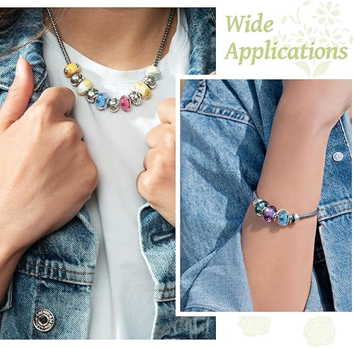 Vista 68 de Cheriswelry 100 cuentas europeas de agujero grande con diamantes de imitación de barril hechas a mano, arcilla polimérica, cuentas espaciadoras